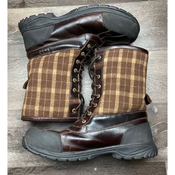 UGG Other - Ugg Australia leather butte shearling lined brown wool plaid snow boots